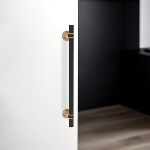 10 Pack 10 Inch Black and Champagne Bronze Cabinet Handles - color: Black and Champagne Knurled, size: 10'' Hole Center(254mm)