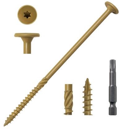 LIONMAX Lag Screws #14 x 6 Inch, 100-PCS Structural Screws, Bronze - size: #14 x 6"