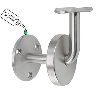 (60-Pack) Stainless Steel Wall Mount Stair Handrail Bracket w/Base Flange Cover, Satin Finish WB-C838RS,(for Round Railing) - style: For Round Railing (60-Pack)