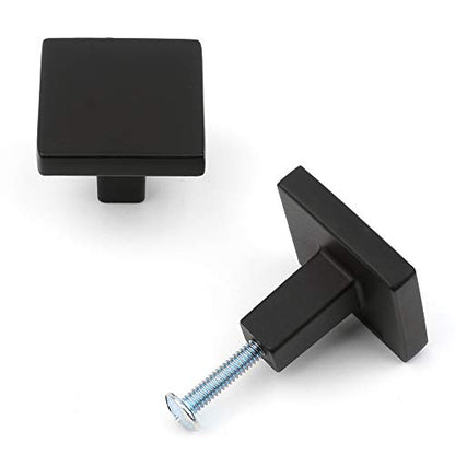 KOOFIZO 10 Pack Matte Black Cabinet Knobs Square Single Hole Pulls K03 - color: Black, size: Knob 1 - 10Pcs
