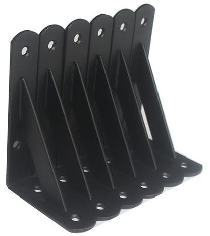 6 Pack L5 x H 3" Black Heavy Duty Shelf Brackets with Screws Metal Shelf Brackets Shelf Support Angle Brackets for Shelves L Brackets Heavy Duty Floating Shelf - size: 5''x3'', style: 6 Pack-Black