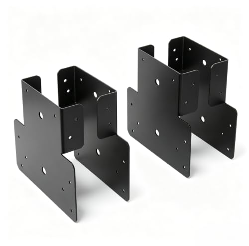 6x6 T-Shaped Column Beam Connectors Multi-Use Brackets for Pergolas - color: Black-6x6