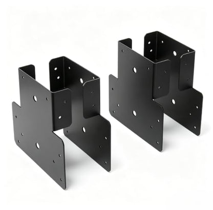 6x6 T-Shaped Column Beam Connectors Multi-Use Brackets for Pergolas - color: Black-6x6