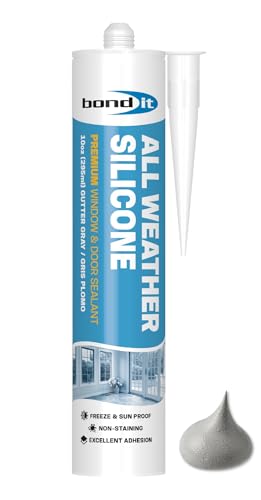 Bond It All Weather Silicone, Silicone Sealant, 10 oz, Gutter Gray - color: Gutter Gray