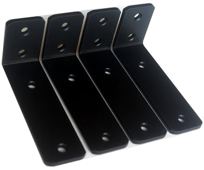 4 Pack - L 5" x H 2" x W1.5, 5mm Thick Black L Shelf Bracket, Iron Shelf Brackets, Metal Shelf Brackets, Floating Shelf, Shelf Supports with Screws - size: 5''x2'', style: Black 4 Pack