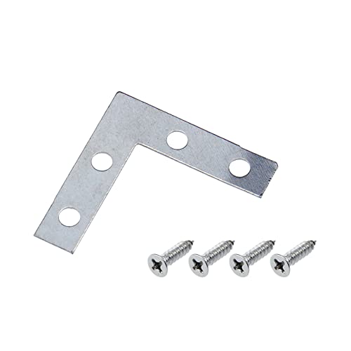 50Pcs Corner Brace 4 Holes Flat L Shape Repair Bracket 1.5"x1.5" - style: Silver