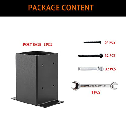 4x4 Post Base 8PCS,Post Brackets(Inner Size 3.6"x3.6") - size: 4''X4''