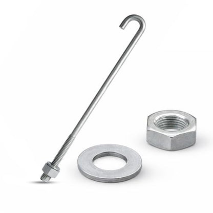 3/4" x 14" Galvanized Threaded J-Bolt Concrete Anchor (Nut & Washer Included) - Sandbaggy (3/4" x 14", 5, Count)