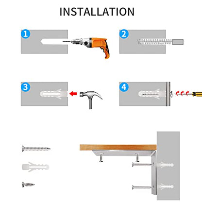YUMORE Heavy Duty L Brackets, 5×3×1.8 in Shelf Brackets, Brushed Nickel - color: Brushed Nickel, size: 5"x3"x1.8"