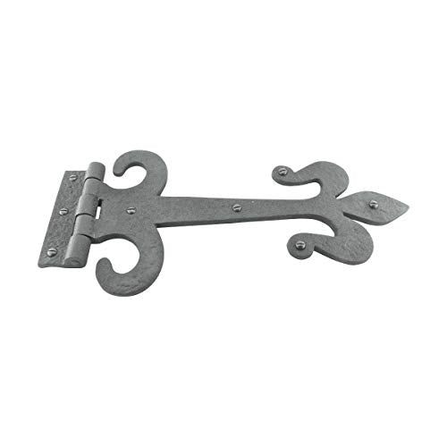 Renovators Supply Manufacturing Pack of 10 Black Wrought Iron Strap Hinge 12 Inch Fleur de Lis Colonial Barn Door Gate Hardware Flush Mount Rust Resistant Heavy Duty - size: Pack of 10