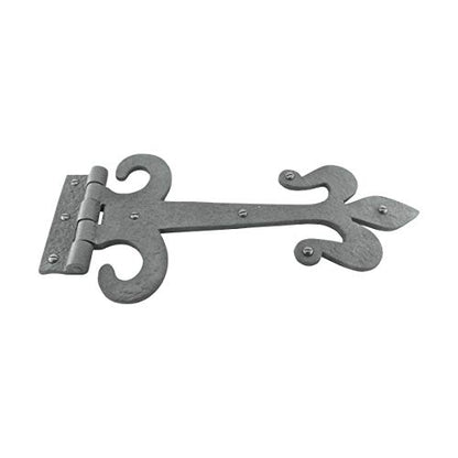 Renovators Supply Manufacturing Pack of 10 Black Wrought Iron Strap Hinge 12 Inch Fleur de Lis Colonial Barn Door Gate Hardware Flush Mount Rust Resistant Heavy Duty - size: Pack of 10