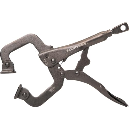 Klein Tools 38662 C-Clamp Locking Pliers Set, 6-Inch and 11-Inch Adjustable Swivel Jaw Pliers, for Home, Shop, Woodworking, 2-Piece - style: Standard Jaw Kit