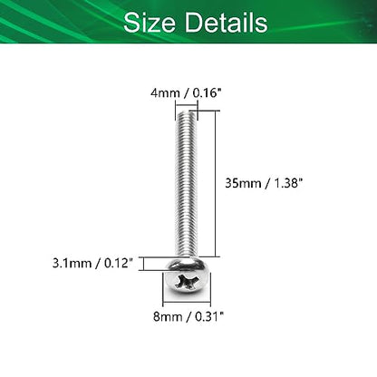 30Pcs M4-0.7 x 35mm Pan Head Phillips Machine Screws - size: M4 x 35mm