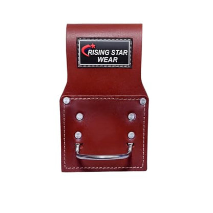 Rising Star Wears Genuine Leather Tool Belt Pouch, 22-Pocket Maroon Tool Bag - color: Maroon