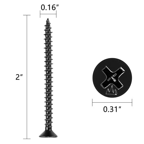 150 Pcs #8x2 Black Wood Screws for Cabinet Making, Wardrobe Assembly - size: #8x2"