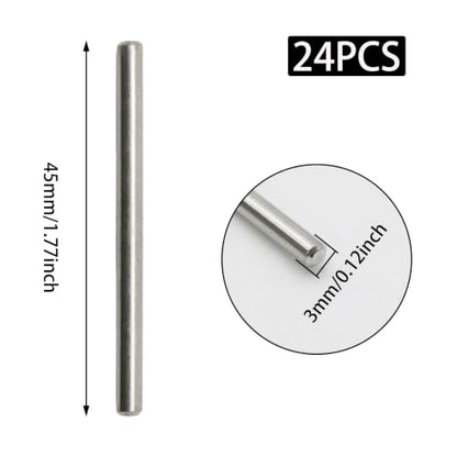 24Pcs 3mm x 45mm / 1/8 Inch x 1.77 Inch Shelf Pegs, Shelf Pins - size: M3 x 45mm