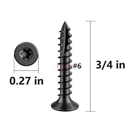 Wensilon #6 * 3/4" Black Deck Screws 400pcs 1lbs 3.5x19mm - color: Black, size: #6*3/4"