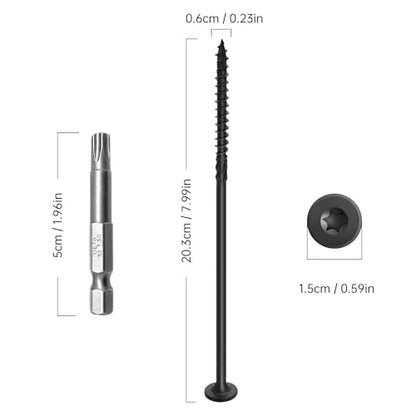 Black Deck Screws 50Pcs 8 inch - color: Black, size: #14×8"