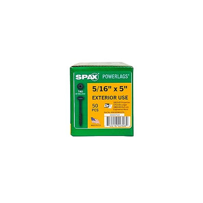 SPAX 5/16" x 5" Exterior Washer Head Structural Wood Lag Screws Powerlags Torx T-Star (50 EA) Bit Included Heavy Duty Rust Resistant - size: 5/16 x 5"