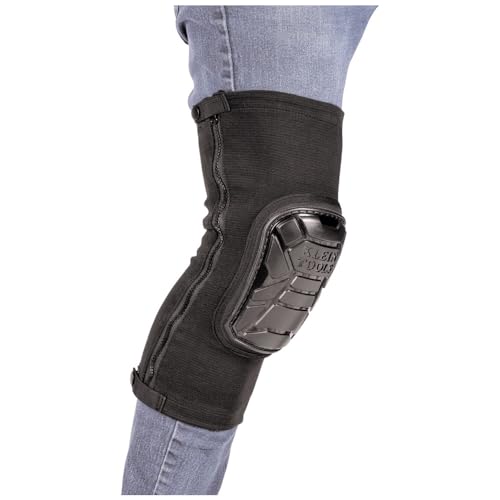 Klein Tools 60630 Tough-Flex Knee Sleeves for Work, Construction, Low-Profile Sleeve with Zipper, Gel-Like Foam, Black, L/XL - size: L/XL