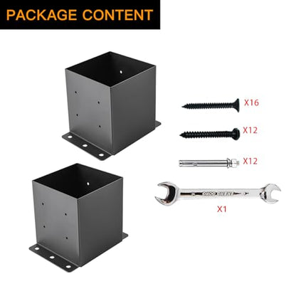 6x6 Post Base 2pcs,Post Brackets(Inner Size 5.6"x5.6") 2mm Thick - size: 6''X6''