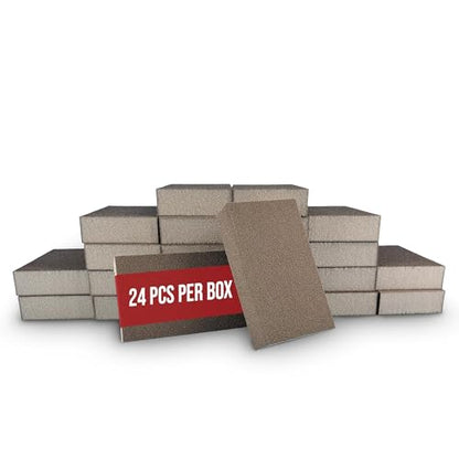 Sanding Sponge Blocks, 5" x 3" x 1", 80 & 120 Grit, Medium/Fine, 24 Pack - size: Straight Edge, style: Medium/Fine Grit
