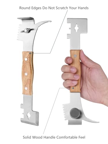 Multipurpose Steel Hive Tool with Wooden Handle, Beekeeping Tool