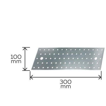 Alberts 332037 Perforated Plate | sendzimir galvanised | 300 x 100 mm - size: 300 x 100 mm