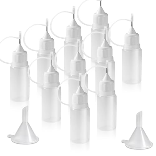 10ml Precision Tip Bottles, 10 Pcs White 2 Funnels - size: 10ml