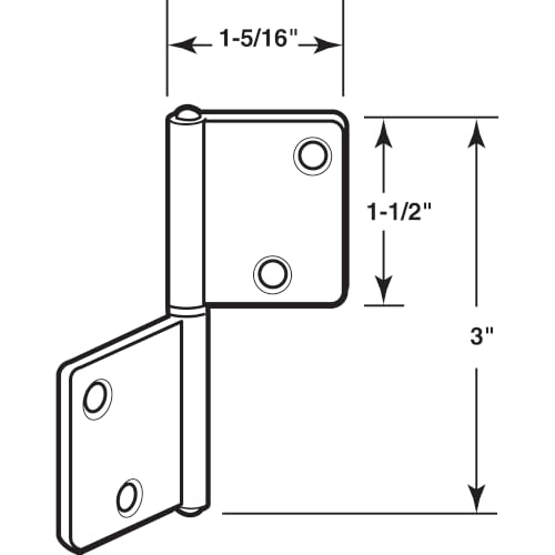 Prime-Line N 7025 Bi-Fold Door Hinges, Non-Mortise Style, Brass Plated (1 Pair) - size: 1 Count (Pack of 1)