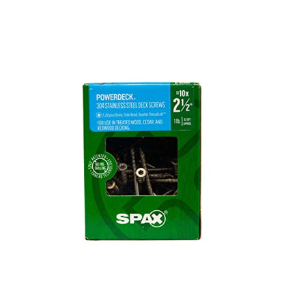 #10 x 2-1/2" SPAX Stainless Steel Wood Screws Exterior Deck (83 pcs) Star Drive Rust Corrosion Resistant Bulk Pail PowerDeck Heavy Duty - size: #10 x 2-1/2"