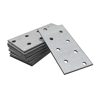 10 Pack Flat Joining Nail Plates (3.15" x 1.57" x 0.08") Connecting Perforated Metal Brace Bracket Timber Wood Fixing Galvanised Steel Repair Connector - size: 3.15" x 1.57"