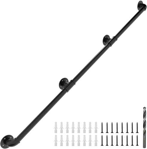 Pipe Stair Handrail 11.5FT/350CM,Industrial Staircase Railing - size: 11.5 Feet