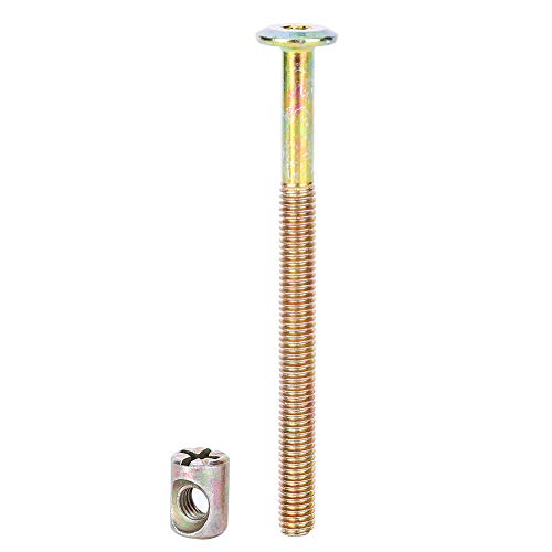 Furniture Bolts and Barrel Nuts, 10 Pcs Bed Frame Bolts Crib Replacement Hardware Kit M6 Bed Bunk Furniture Hex Dowel Bolts with Barrel Nuts Carbon Steel Cross Dowel Nut (150mm) - size: 150mm