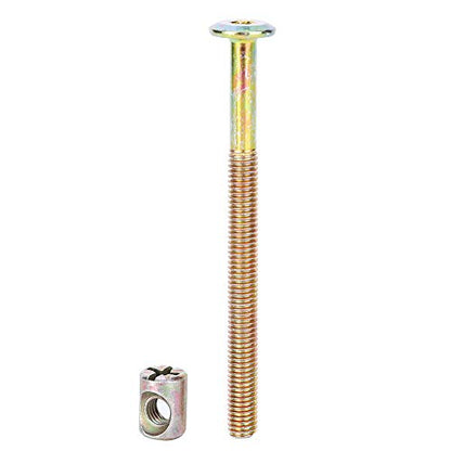 Furniture Bolts and Barrel Nuts, 10 Pcs Bed Frame Bolts Crib Replacement Hardware Kit M6 Bed Bunk Furniture Hex Dowel Bolts with Barrel Nuts Carbon Steel Cross Dowel Nut (150mm) - size: 150mm