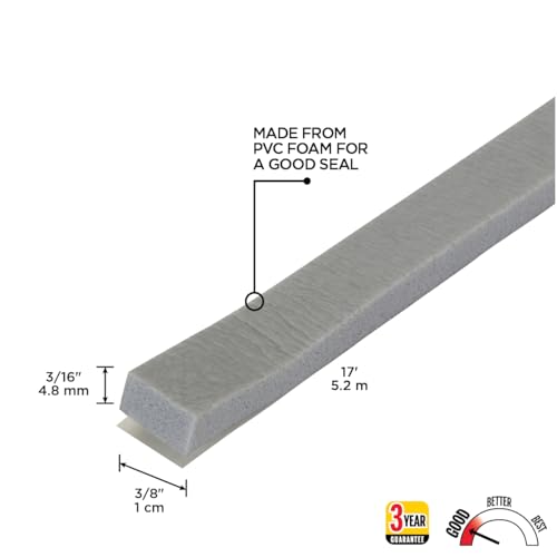 MD Building Foam Window Seal for Small Gaps, Gray, 3/16in x 3/8in x 17ft - color: Gray, size: 3/16" x 3/8" x 17'