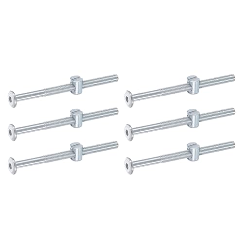 uxcell 6Pcs Bed Frame Bolts, M6 x 85mm Hex Socket Head Screws Bolts Barrel Nuts Bunk Bed Bolts Furniture Screws with Slotted Head Barrel Nut for Chairs Cots, Silver - size: M6 x 85mm