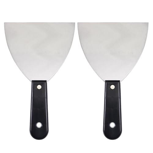 uxcell Putty Scraper 5" Spatula Drywall Repair Spreader Stainless Steel Blade Black Handle 2Pcs - size: 5"