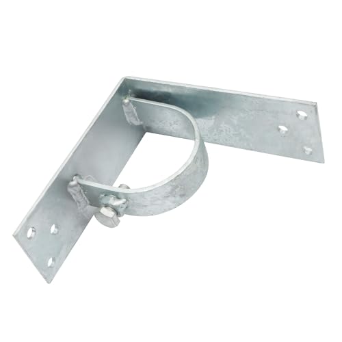 Chain Link Fence 2-1/2"" (2-3/8"" OD) Wood to Steel Corner Bracket, Wood Fence to Steel Post Adapters, Adapter Brackets (Pack of 4), silver