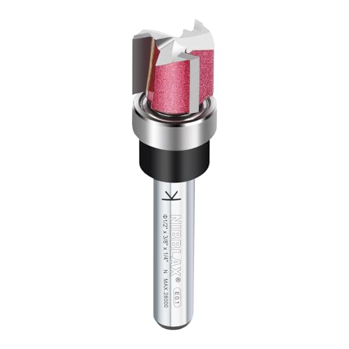 3-Flute Top Bearing Flush Trim Bit 1/4" Shank 1/2" Dia 3/8" Cut Length - size: 1/2"Dia x 3/8" x 1/4"Sh, style: Top Bearing