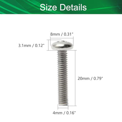 30Pcs M4-0.7 x 20mm Pan Head Phillips Machine Screws - size: M4 x 20mm