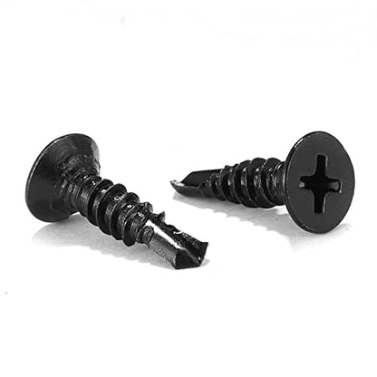 #6 x 3/4" Sheet Metal Screws 100Pcs 410 Stainless Steel Flat Head Fast Self Tapping Screws Black Oxide by SG TZH - size: #6 x 3/4"