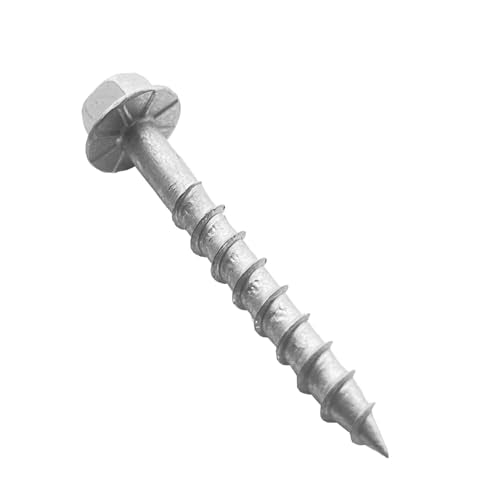 Connector Screws, #9 x 1-1/2" Heavy-Duty Joist Hanger Screws, 1/4" Hex Head with 0.370"-Dia, Replace 9112R500 10D Nails, Prem-Galvanized, Corrosion-Resistant and Wear-Resistant. (500-Qty)