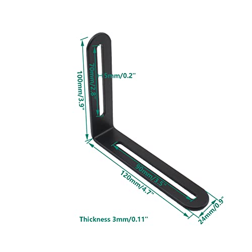 4 PCS Adjustable L-Shape Corner Brace, ULIFESTAR Heavy Duty Thicken Stainless Steel Joint Right Angle Brackets L Slotted Support Shelf Bracket for PC Case,Fixing Furniture-100x120x3mm/3.94x4.72x0.12'' - size: Black 3.94 x 4.72 x 0.12 inches