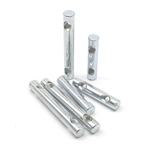 cSeao 6pcs Dual Holes M8 Barrel Nut Cross Dowels Slotted Nut for Furniture Beds Headboard Cribs, M8 x 60mm/ M8 x 90mm Barrel Nuts Kit