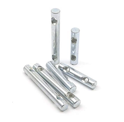 cSeao 6pcs Dual Holes M8 Barrel Nut Cross Dowels Slotted Nut for Furniture Beds Headboard Cribs, M8 x 60mm/ M8 x 90mm Barrel Nuts Kit