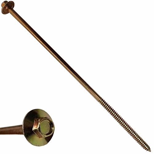 BRAUNY BOY - #12 x 10”- Extra Long Structural Lag Heavy Duty Construction Wood Screw – Yellow Zinc Corrosion Resistant Coating Exterior Timber, Landscape - Easy HEX HEAD DRIVE – Flange Head 10 in (40)