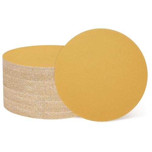 HARFINGTON 100 Pcs 5 Inch Sanding Discs 220 Grit Yellow Aluminum Oxide - size: 5 Inch(220 Grit)