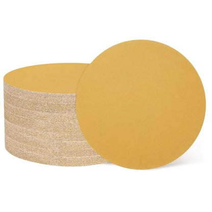 HARFINGTON 100 Pcs 5 Inch Sanding Discs 220 Grit Yellow Aluminum Oxide - size: 5 Inch(220 Grit)