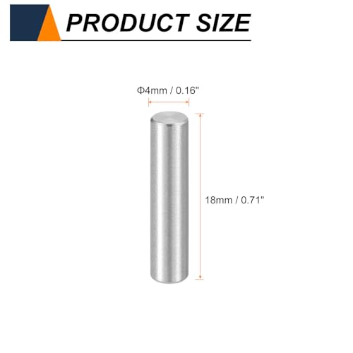 HARFINGTON 15pcs Dowel Pins M4(4mm) x 18mm 304 Stainless Steel Cylindrical Shelf Support Peg Pin Rod Fasten Elements for Metal Devices Wood Furniture DIY Installation, Silver - size: M4 x 18mm